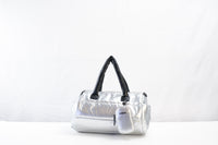 Lumière Statement crossbody in silver with padded handles and zip pouch